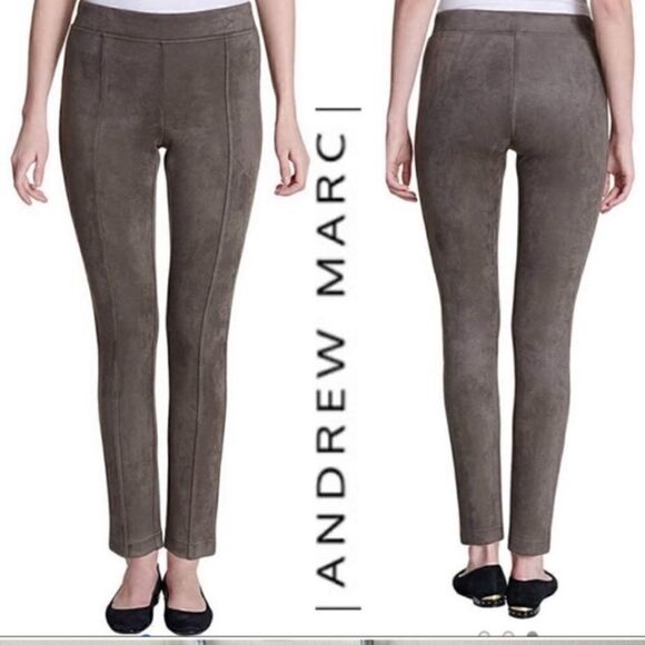 Andrew Marc faux suede gray /brown  high rise leggings small - Picture 1 of 4